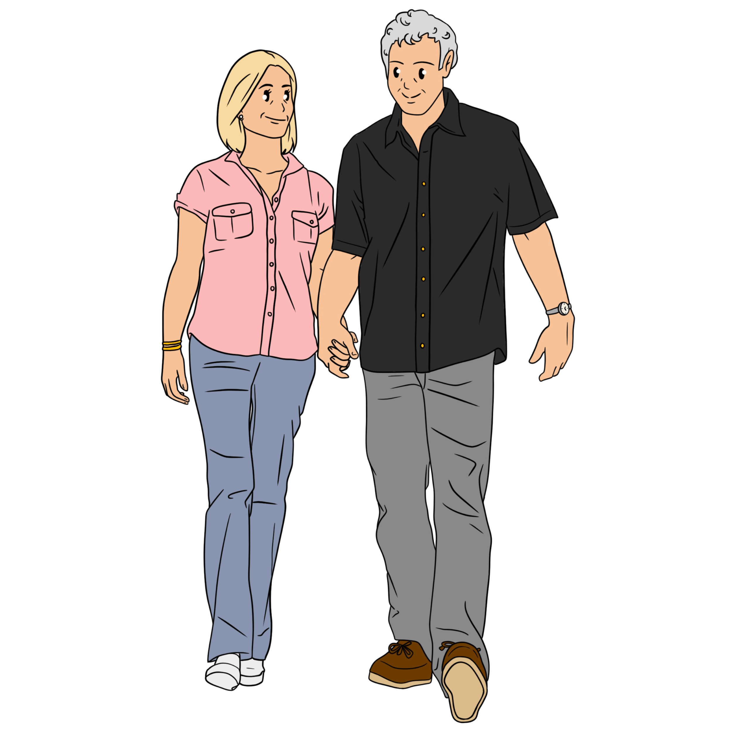 grands parents qui marchent ensemble